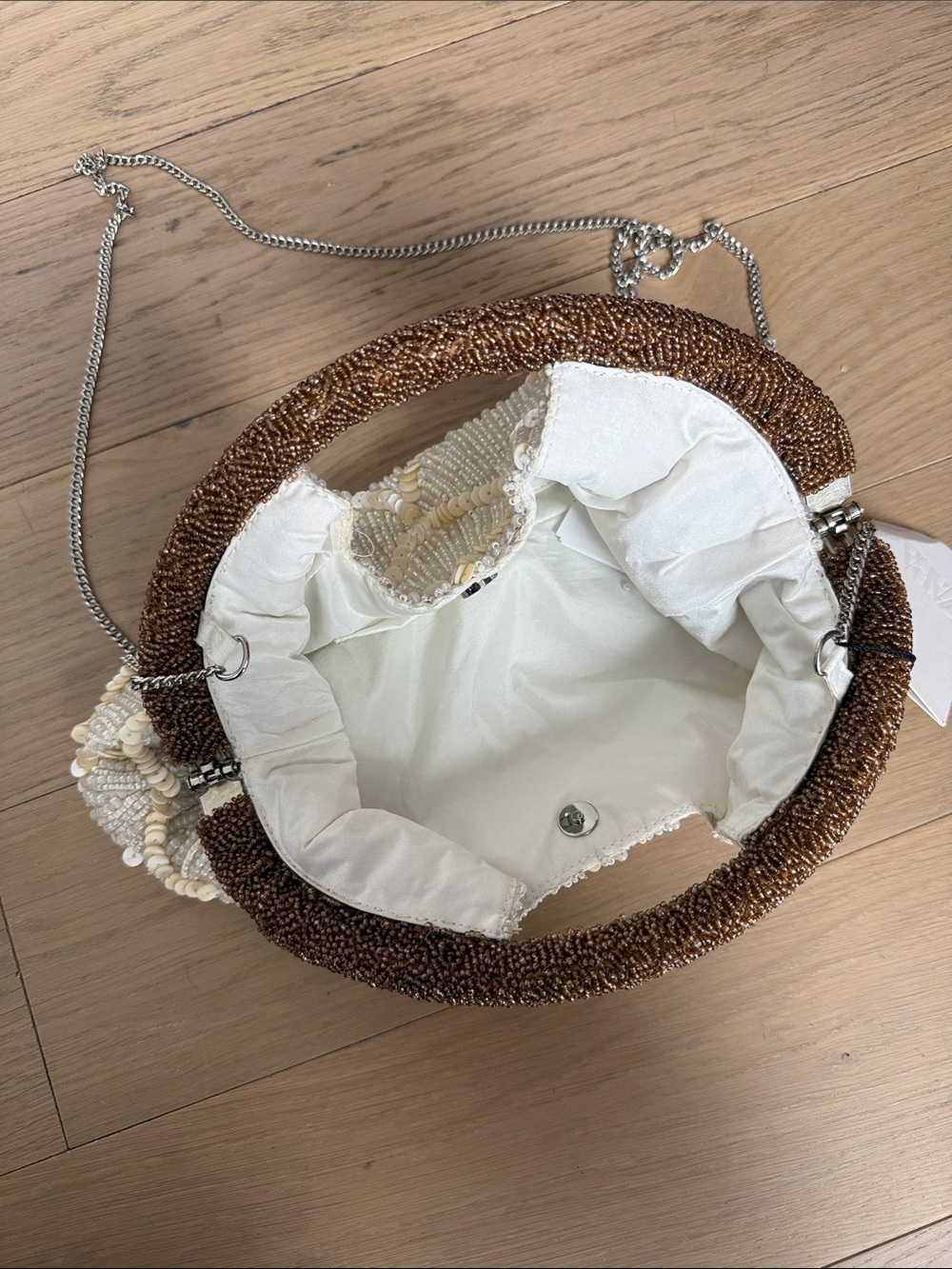 Zara - Beaded White & Cream Handheld Clutch Bag NWT - Picture 5 of 7